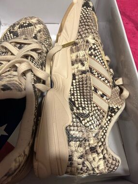 adidas Snake-Print Cream and Black Athletic Sneaker